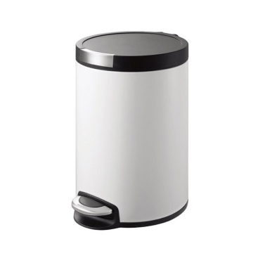 EKO 静音缓降家用客厅厨房脚踏式不锈钢垃圾桶 防指纹翻盖时尚创意垃圾筒 9225系列 白色