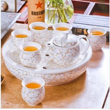 茶具套装特价 景德镇双层陶瓷功夫茶具带茶盘隔热 正品