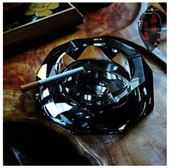 水晶烟灰缸 欧式创意精品烟灰缸 黑晶20cm水晶烟灰缸
