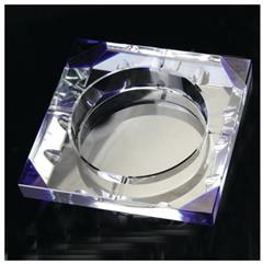 高档水晶烟灰缸 欧式精品烟灰缸 大号可供车用 直方水晶 蓝色拼角 尺寸13cm