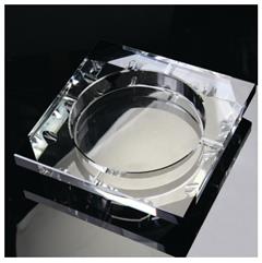 高档水晶烟灰缸 欧式精品烟灰缸 大号可供车用 直方水晶 黑色拼角 尺寸13cm