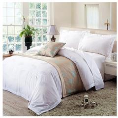 素色酒店床上用品四件套 全棉1.8米床 欧式奢华 纯棉提花床单被套 羽毛花白色 2.0m床
