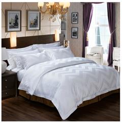 色酒店床上用品四件套 全棉1.8米床 欧式奢华 纯棉提花床单被套 臻品白色 1.5m-1.8m床