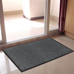 家用必备入户垫地毯复合双条纹PVC地垫 防尘防水进门垫 烟灰 80*120CM